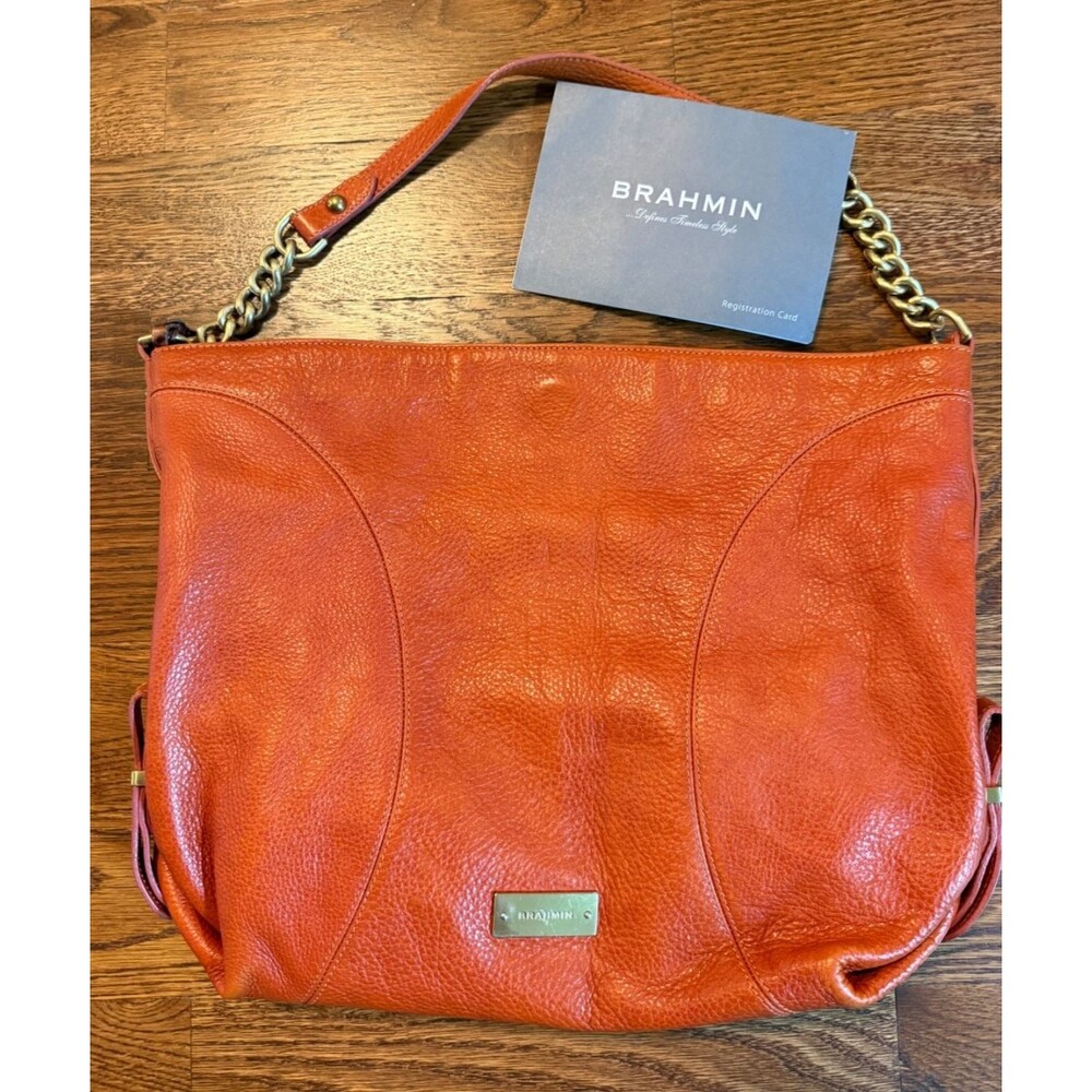 Brahmin Orange Leather Shoulder Bag Purse Style No E49446JC